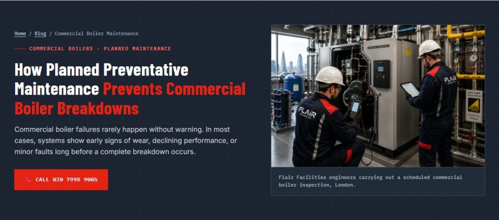 Planned preventative maintenance prevents commercial boiler breakdowns